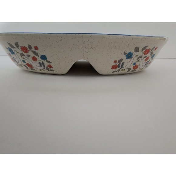Action China Country Classics Stoneware FLORAL DUCK GOOSE DIVIDED DISH - Picture 7 of 9